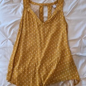 Old Navy Mustard Polka Dot Sleeveless Blouse